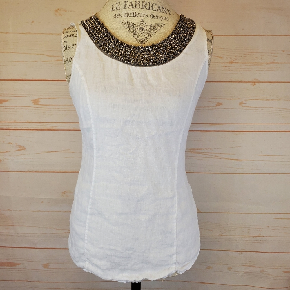 Lina Tomei Beaded Sleeveless Blouse